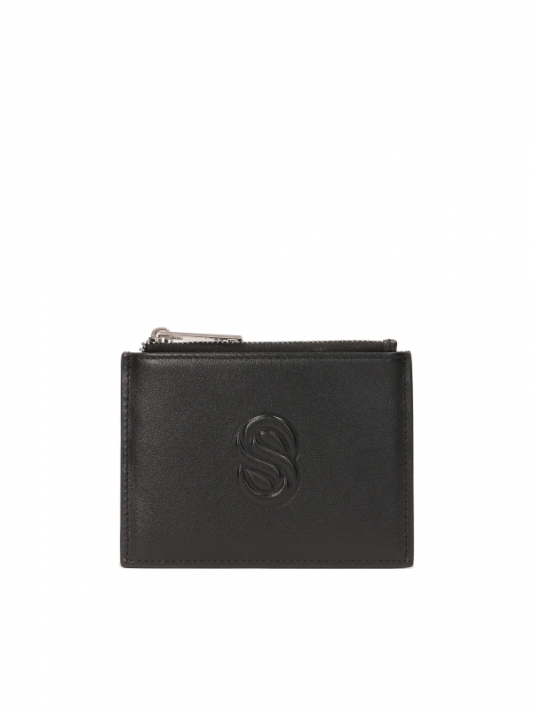 Black leather card case NOBOU