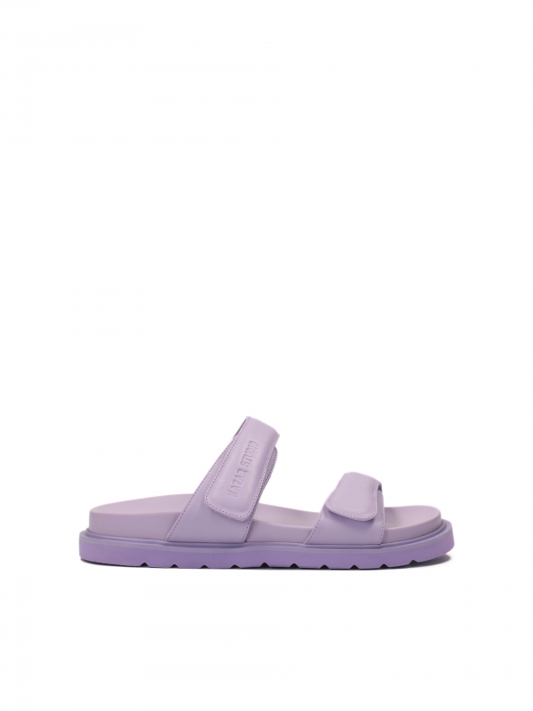 Lilac-coloured mules with adjustable straps NOUR