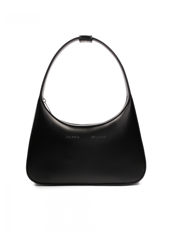 Sleek black handbag with smooth face TESS