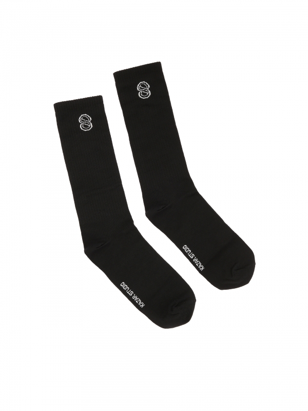Long black cotton socks KAI