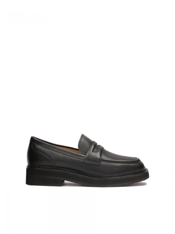 Women's leather half shoes in black color  IVETTE
