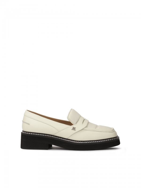 Off-white leather half shoes with black sole IVETTE
