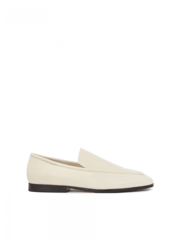 White leather half shoes with black sole CARMEN