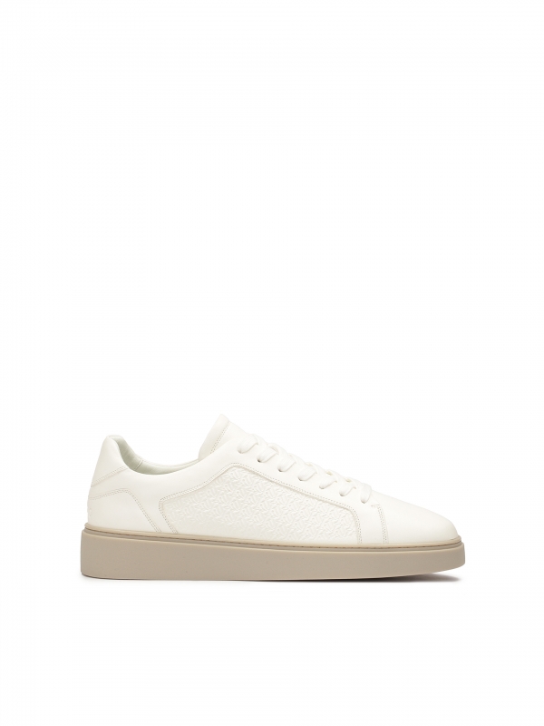 Lace-up leather sneakers with embossed pattern SKID